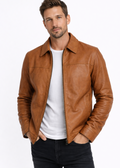 Modern Classic Saddle Brown Leather Jacket
