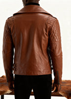 Saddle Brown Biker Leather Jacket