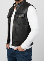Titan Black Leather Vest