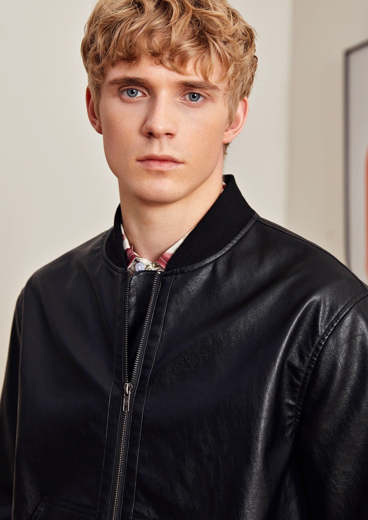 Mono Black Leather Bomber Jacket