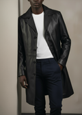 Classic Black Leather Overcoat