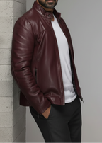 Burgundy Street Rider Leather Jacket