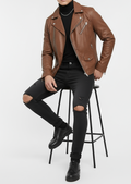 Brown Leather Biker Jacket