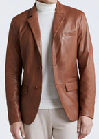 Smooth Brown Leather Blazer