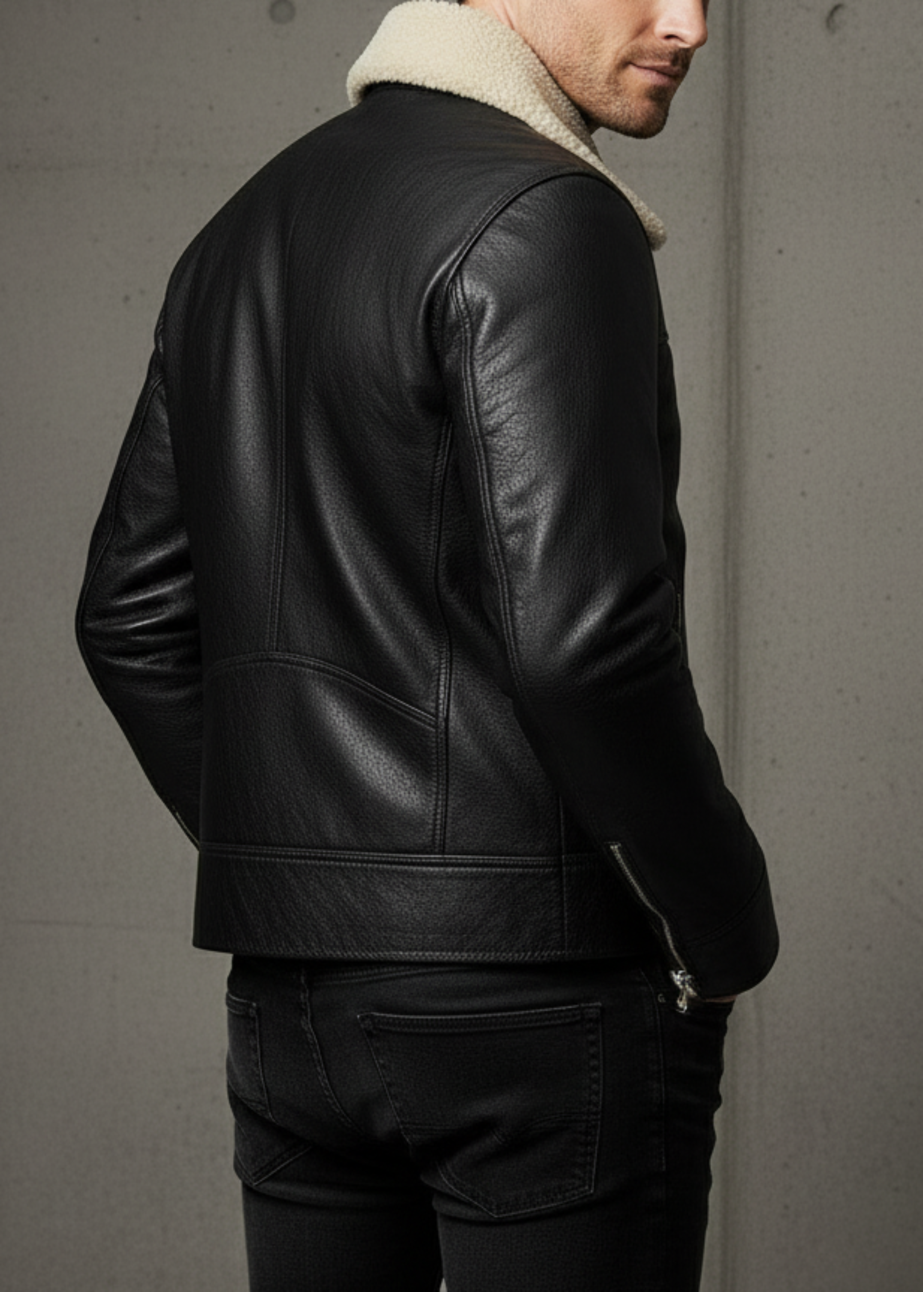 Black Leather Jacket With Fur