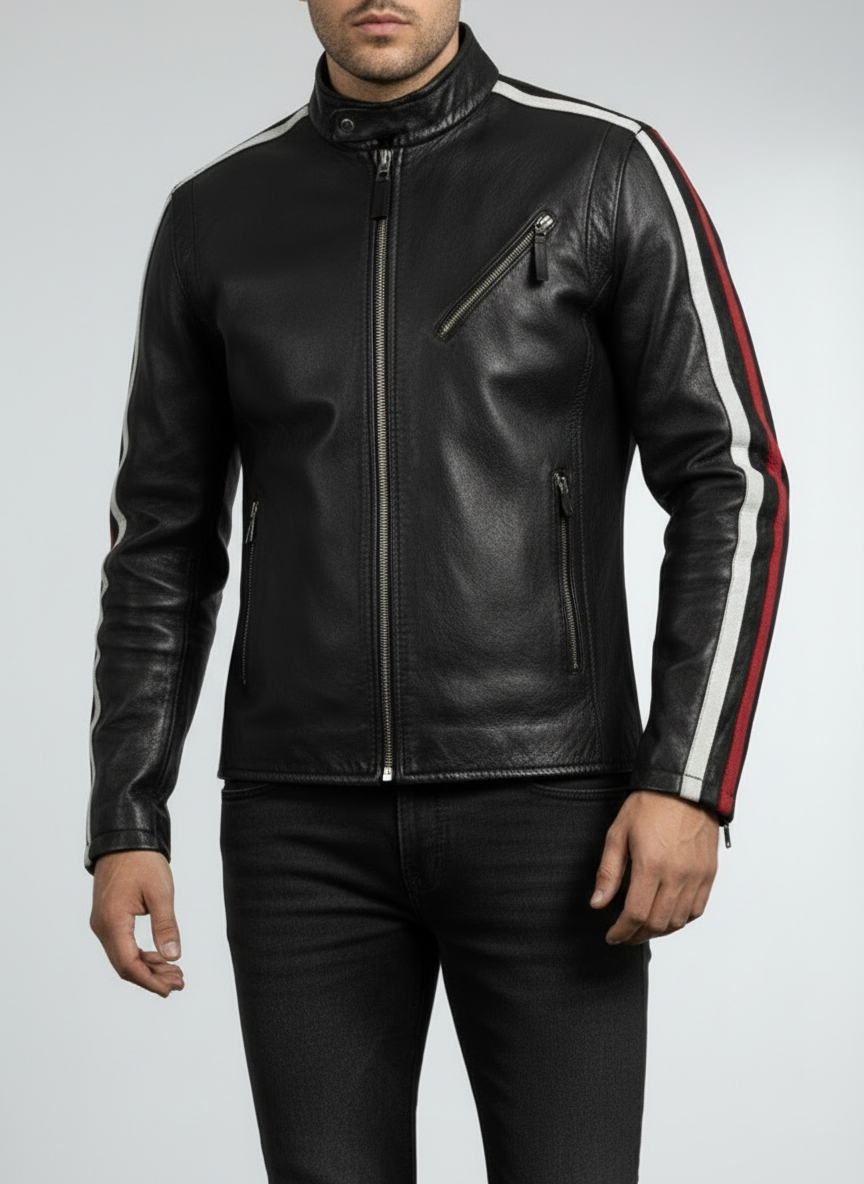 Cafe Racer Black Leather Jacket