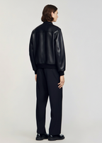 Classic Jet Black Bomber Leather Jacket