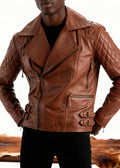 Saddle Brown Biker Leather Jacket