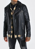 Double Rider Black Leather Moto Jacket