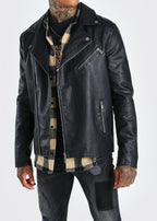Double Rider Black Leather Moto Jacket