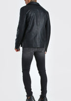 Double Rider Black Leather Moto Jacket