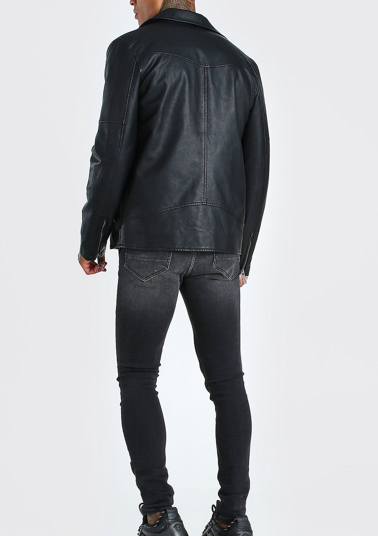 Double Rider Black Leather Moto Jacket