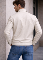 Casual Street Style White Leather Jacket