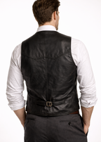 Business Elegant Black Leather Vest