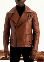 Saddle Brown Biker Leather Jacket